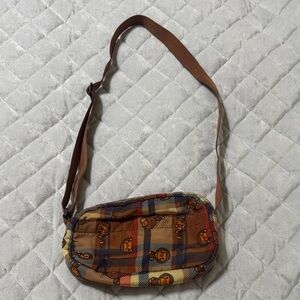 Brown n Plaid Baby Milo Messenger Bag with Monkey Print
